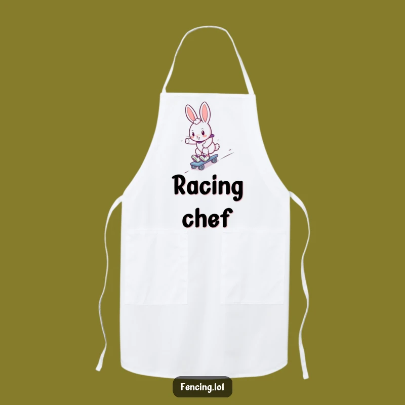 Funny Bunny Roller Skater Apron: Cute Gliding Rabbit Kitchen Wear