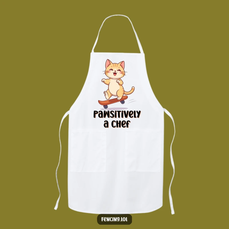 Funny Playful Cat Single Skate Apron: Cook with Feline Flair