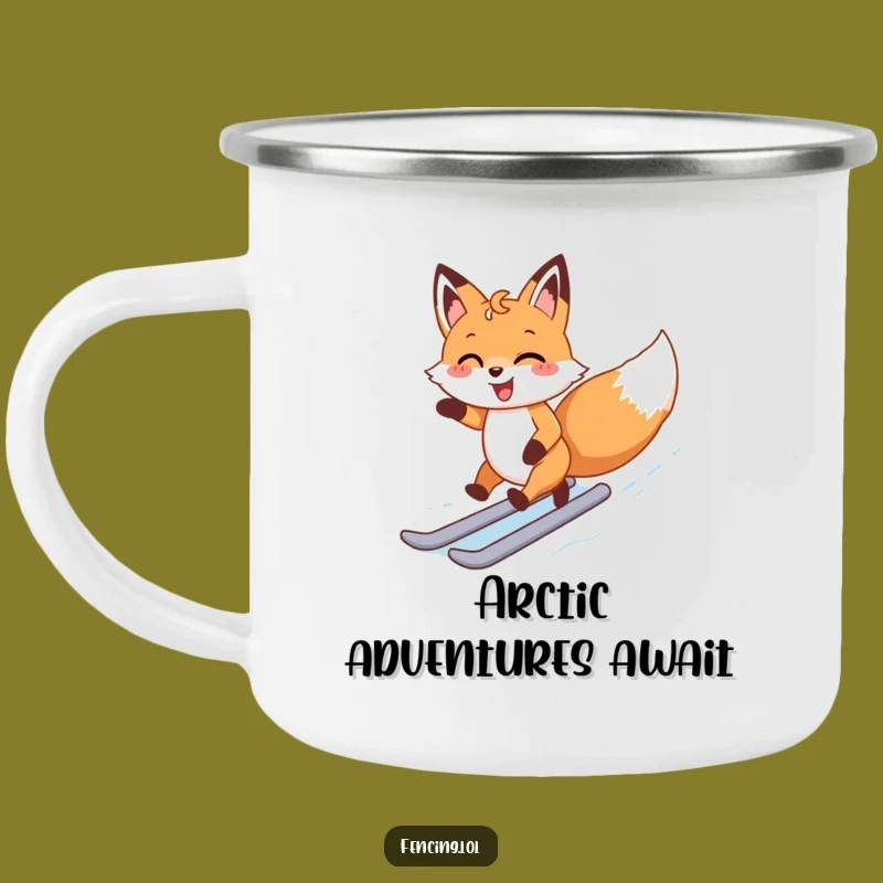 Funny Happy Fox Ice Skating Camping Mug: Outdoor Fun & Warmth