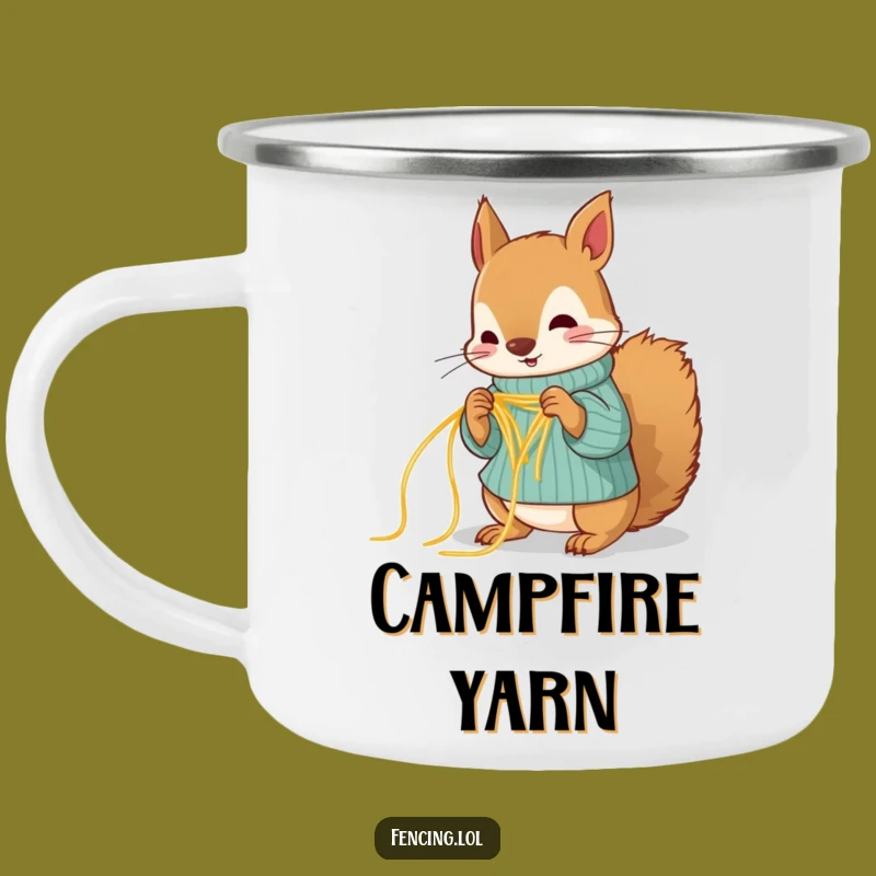 Funny Squirrel Knitting Spaghetti Camping Mug - Outdoor Crafty Cup