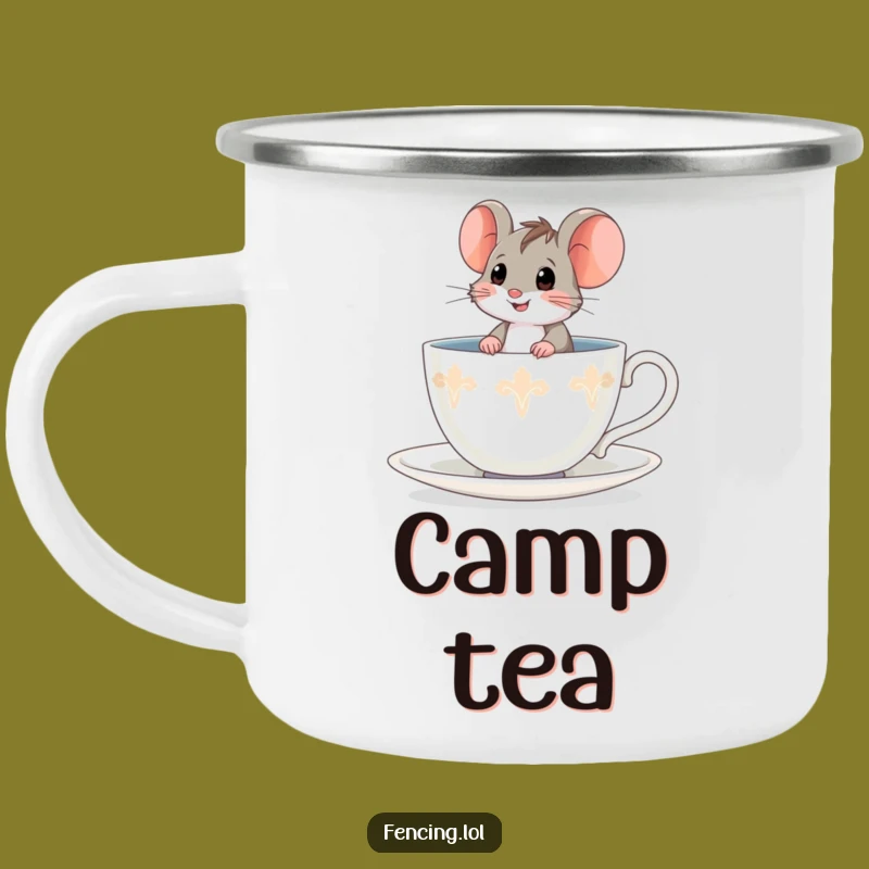 Funny Brave Mouse Teacup Camping Mug - Outdoor Adventure Cup