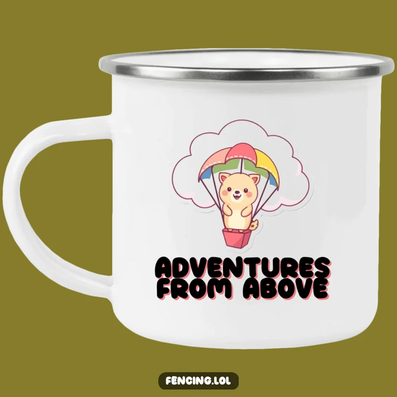 Funny Camping Mug: Happy Cloud Animal Parachute Adventure Gift