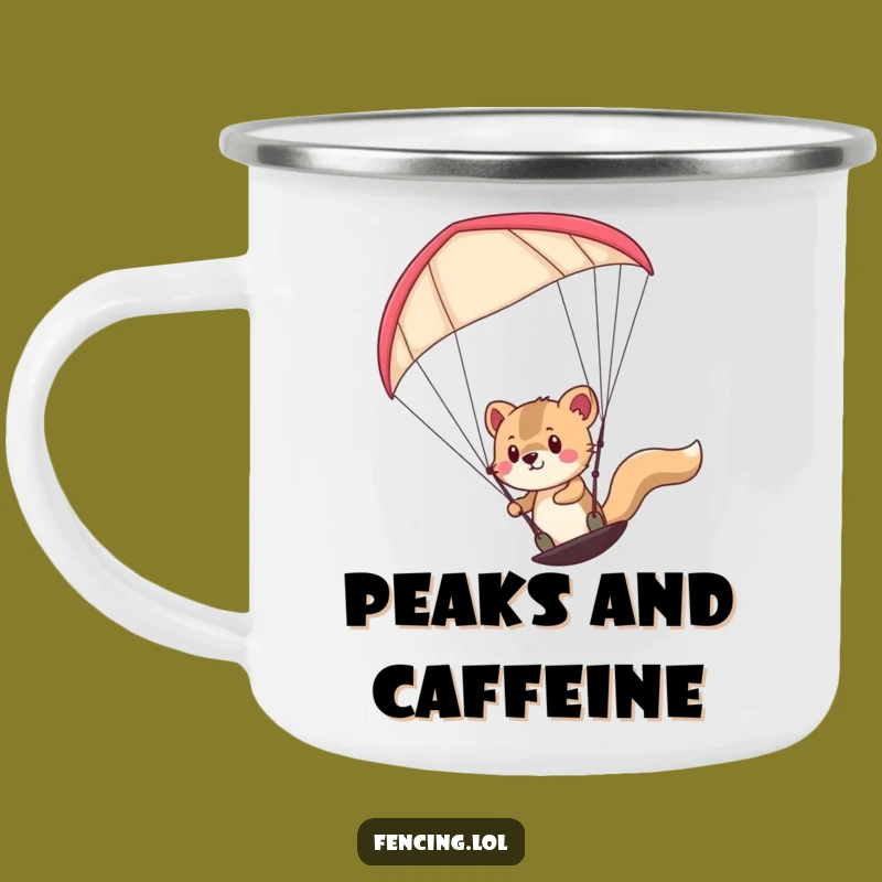 Funny Determined Paraglider Animal Camping Mug: Hilarious Outdoor Adventure Companion