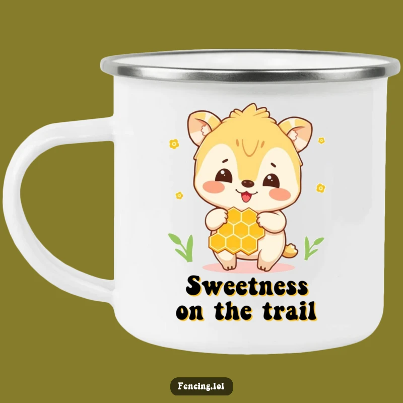 Funny Honey Animal Camping Mug: Joyful Creature with Honeycomb, Outdoor Funny Gift