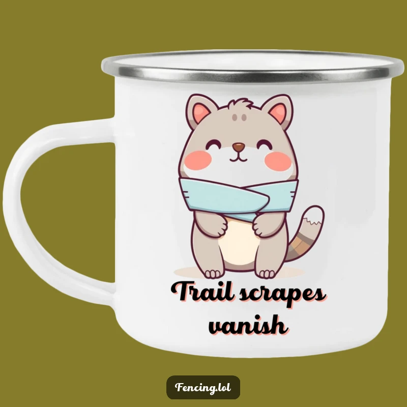 Durable Funny Cheerful Animal Bandage Camping Mug - Care for Your Coffee Outdoors