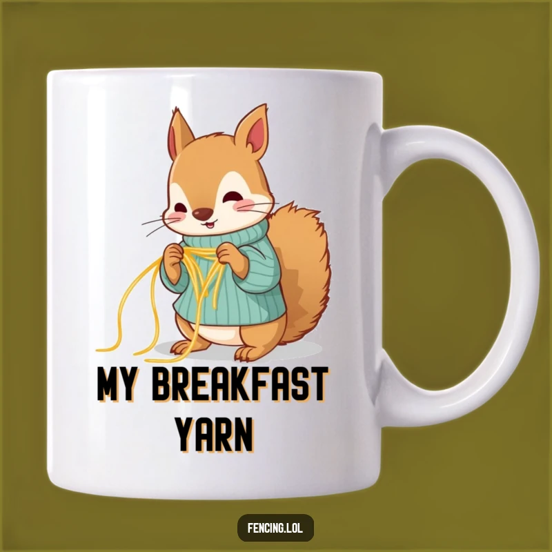 Funny Squirrel Knitting Spaghetti Mug - Hilarious Crafty Critter Gift