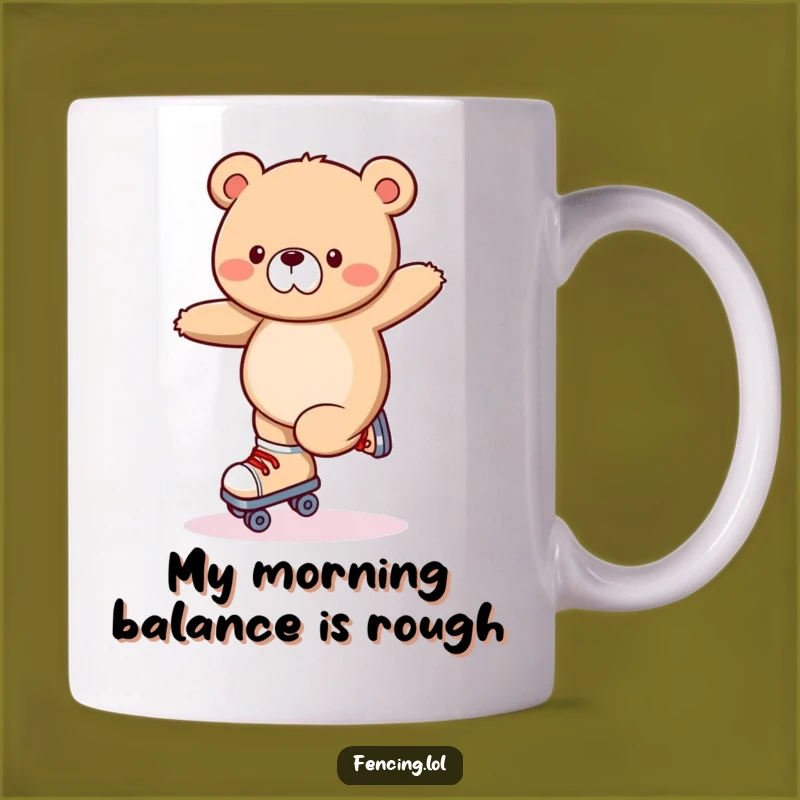 Funny Wobbly Bear Roller Skating Mug: Hilarious Trick Fail Gift for Skaters