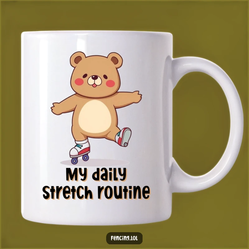 Funny Roller Skating Bear Split Mug: Hilarious Gift for Skaters & Bear Lovers