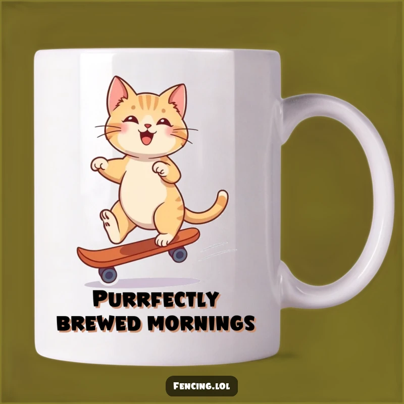 Funny Playful Cat Single Skate Mug: Hilarious Gift for Cat Lovers