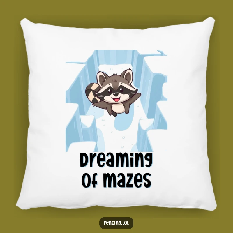 Cozy Funny Raccoon Ice Maze Pillow: Soft Skater Comfort Gift