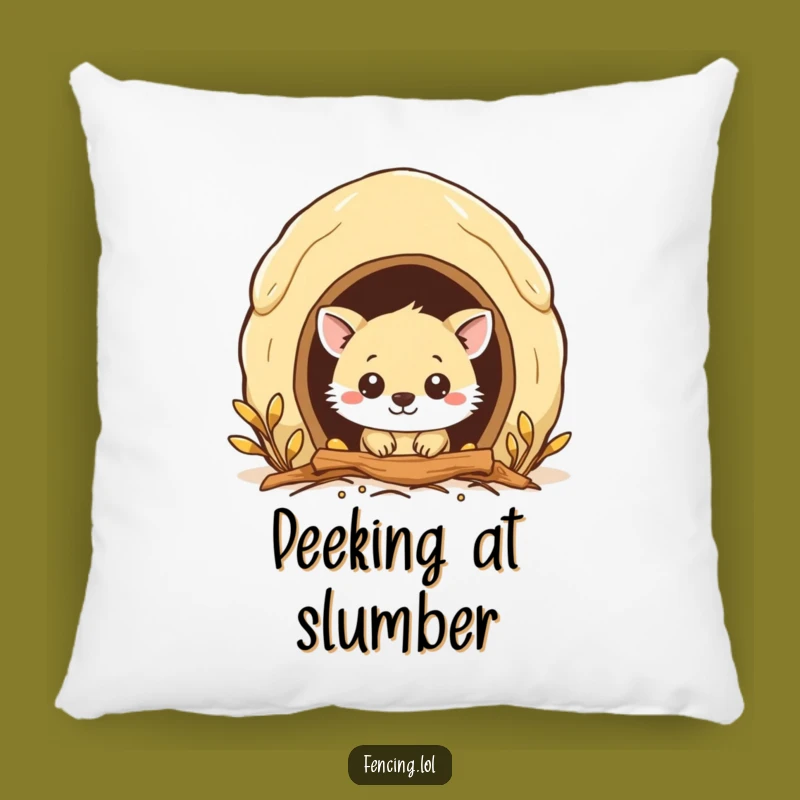 Funny Beehive Animal Pillow: Curious Creature Peeking In, Cozy Funny Accent