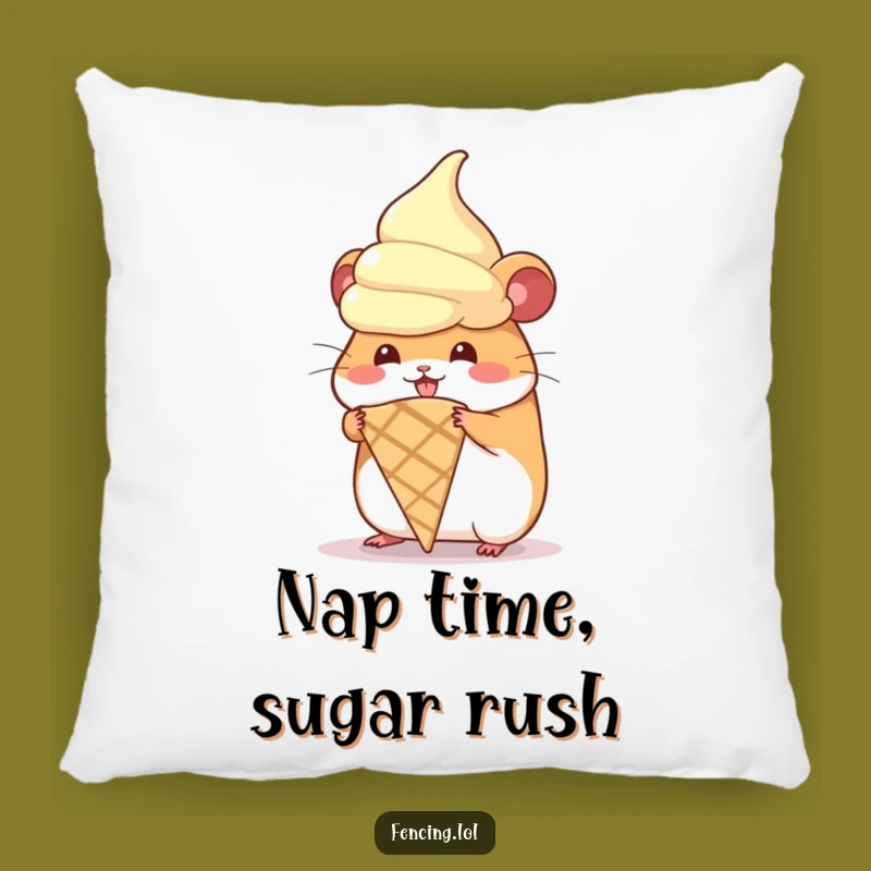 Funny Hamster Ice Cream Pillow, Cozy Dessert Cushion, Sweet Treat Comfort Gift