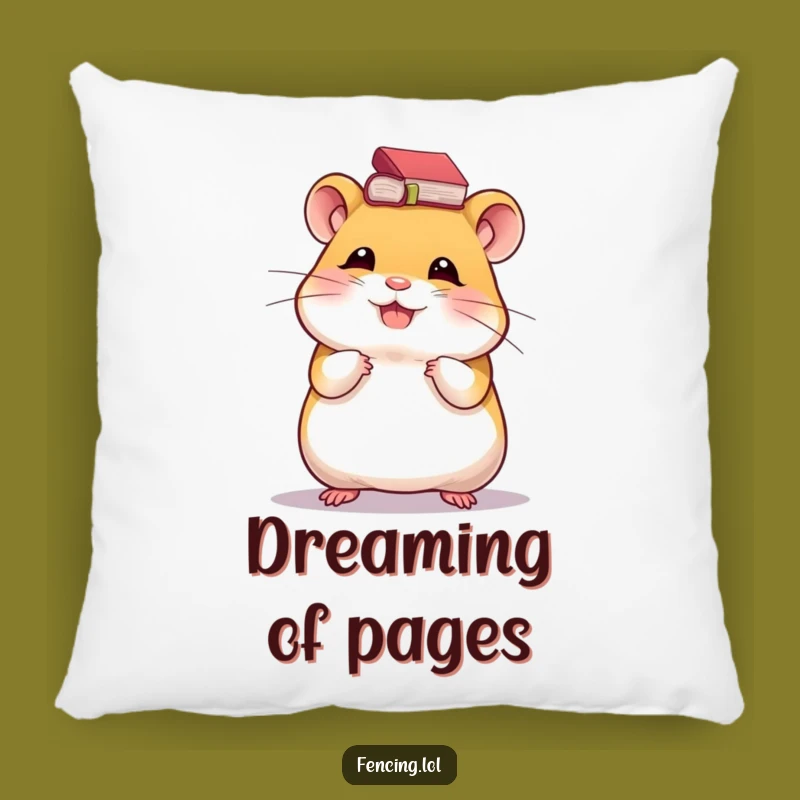 Funny Hamster Pillow: Giggling Book Lover Accent Pillow Gift