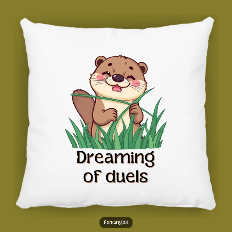 Funny Otter Fencing Pillow: Cozy Up With This Hilarious Determined Duelist