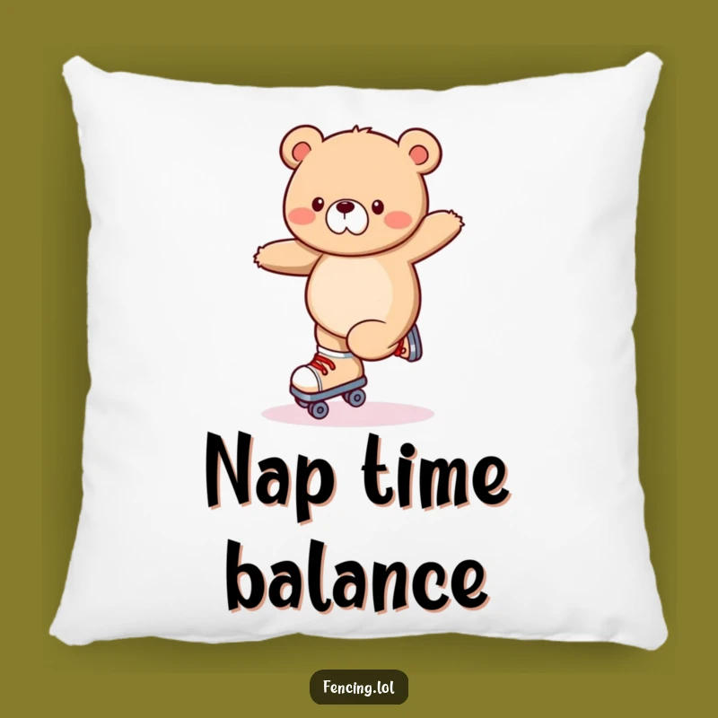 Funny Wobbly Bear Roller Skating Pillow - Comfy Couch Cushion Gift