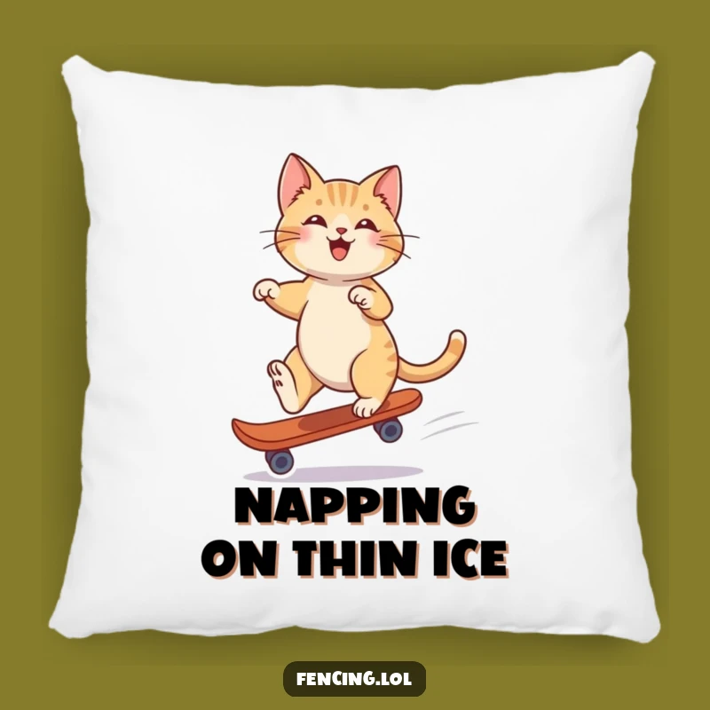 Funny Playful Cat Single Skate Pillow: Comfy & Cute Decor