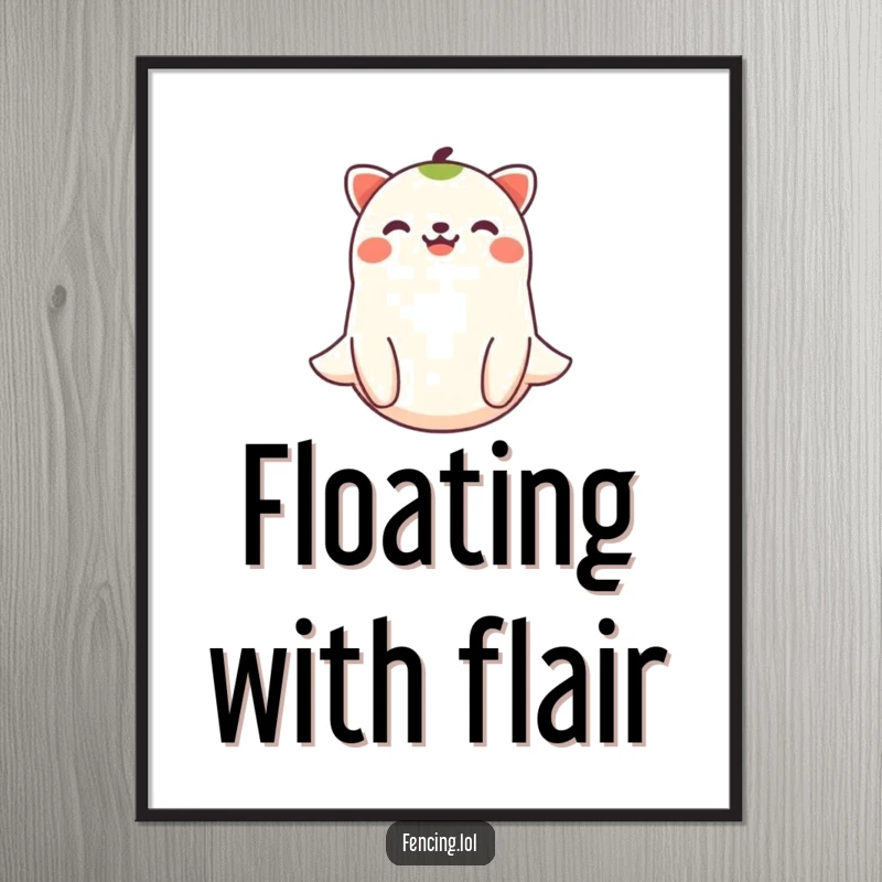 Funny joyful animal floating peacefully, rendered as calming digital art perfect for serene home decor.