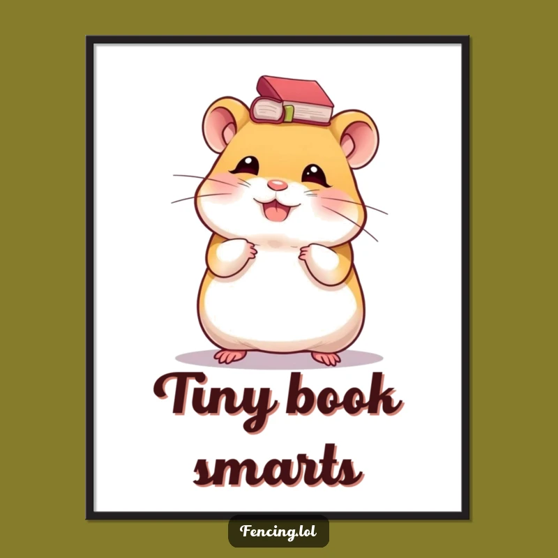 Funny Hamster Digital Art Print: Giggling Book Art Gift