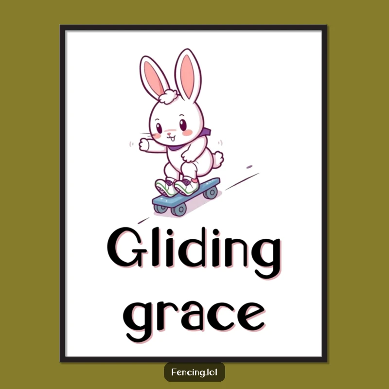 Funny Bunny Roller Skater Digital Art Print: Gliding Rabbit Download