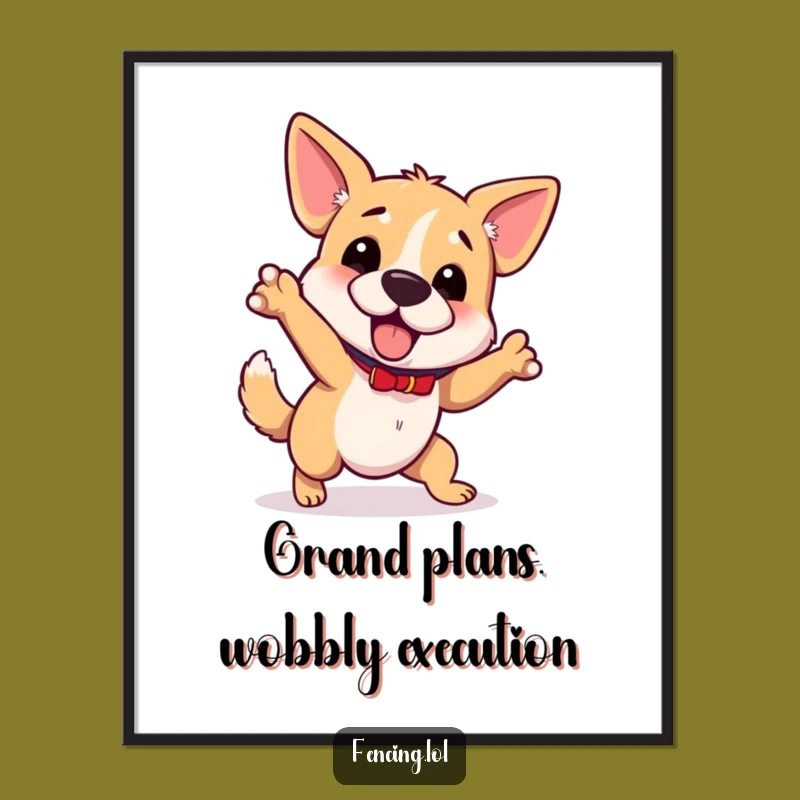 Funny Wobbly Dog Digital Art: Instant Humorous Gift for Walls!