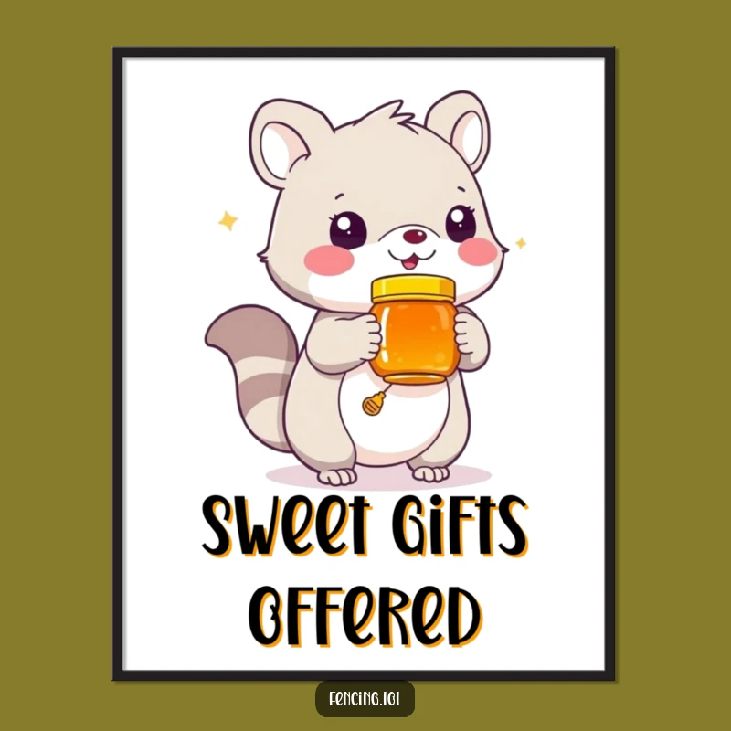 Funny Honey Jar Animal Digital Art: Playful Creature Offering Sweetness, Instant Funny Download