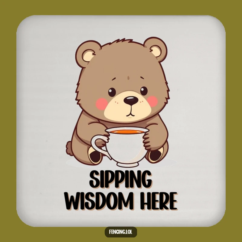Funny Bear Teacup Coaster: Protect Surfaces with Humor Gift