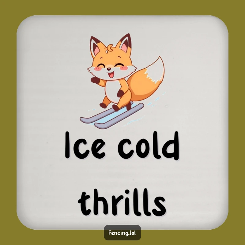 Funny Happy Fox Ice Skating Coaster: Protect Surfaces Joyfully