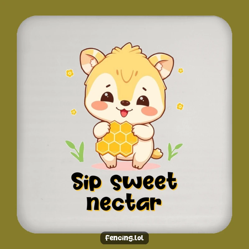 Funny Honey Animal Coaster: Joyful Creature with Honeycomb, Protect Surfaces Funny Gift