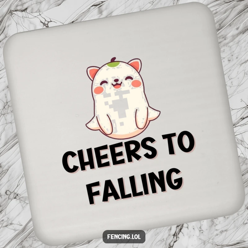 Funny joyful animal floating on a drink coaster, adding a touch of serene humor to any surface.