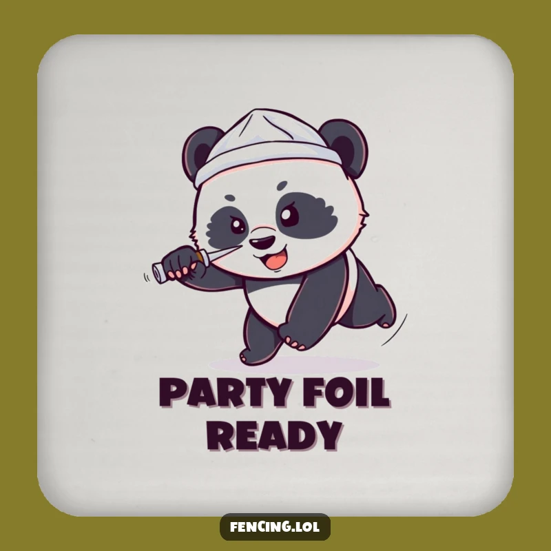 Funny Panda Foil Hat Coaster - Protect Surfaces with Heroic Humor Gift