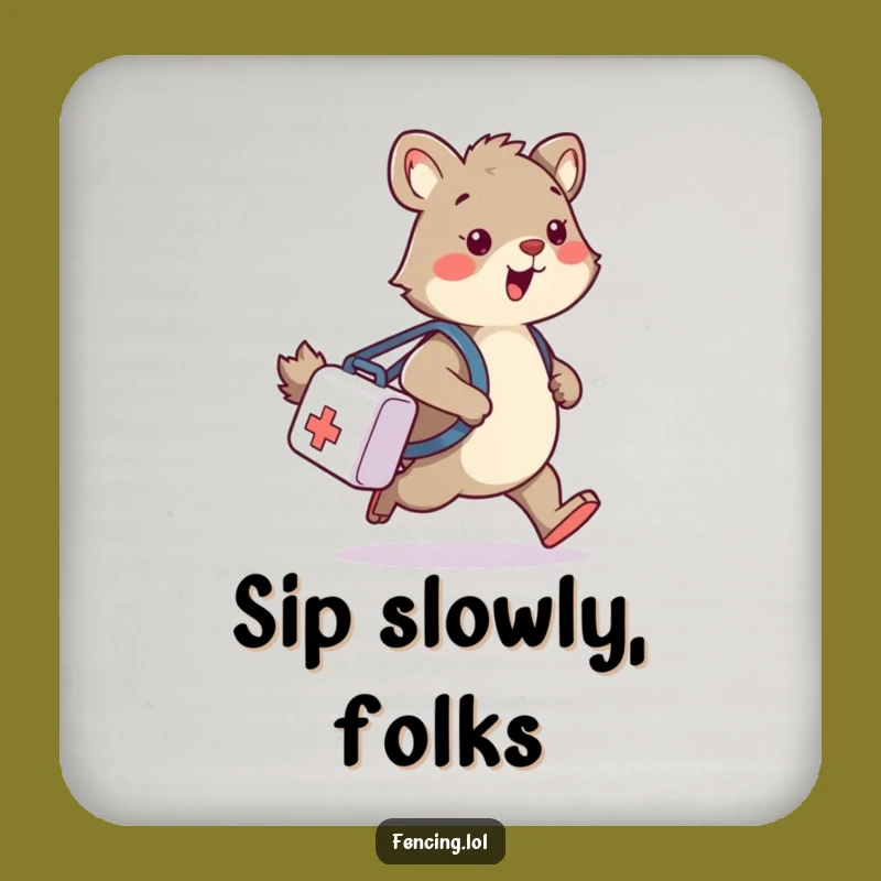 Set of Funny Wobbly Animal Medical Bag Coasters - Protect Surfaces from Spills