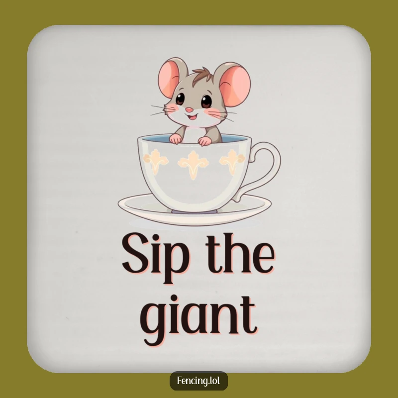 Funny Brave Mouse Teacup Coasters - Protect Surfaces with Adventure Art