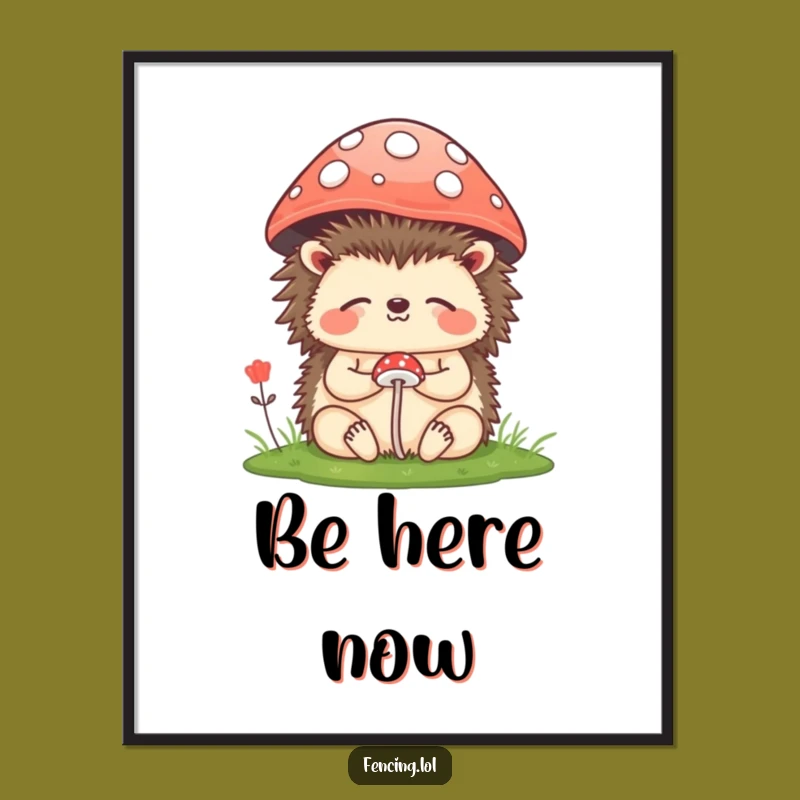 Funny Hedgehog Meditation Poster: Peaceful Vibes Wall Art Gift