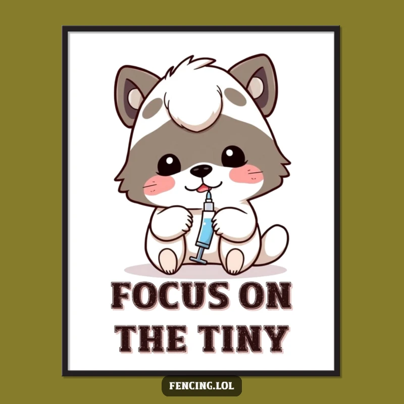 Funny Determined Animal Syringe Poster - Focused and Humorous Wall Art