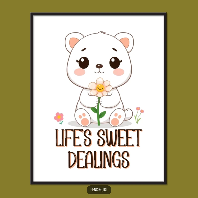 Funny Cute Animal Flower Bee Poster - Adorable Wall Art for Home Decor