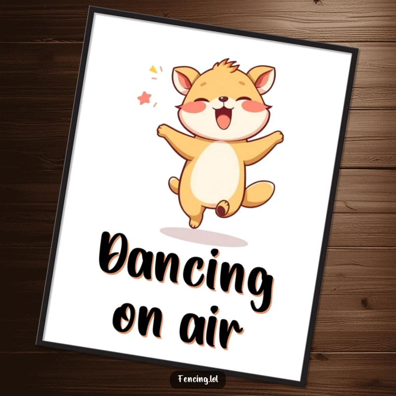 Funny Giggling Animal Dancing Poster: A happy animal giggles while dancing in the air, creating a fun wall display.