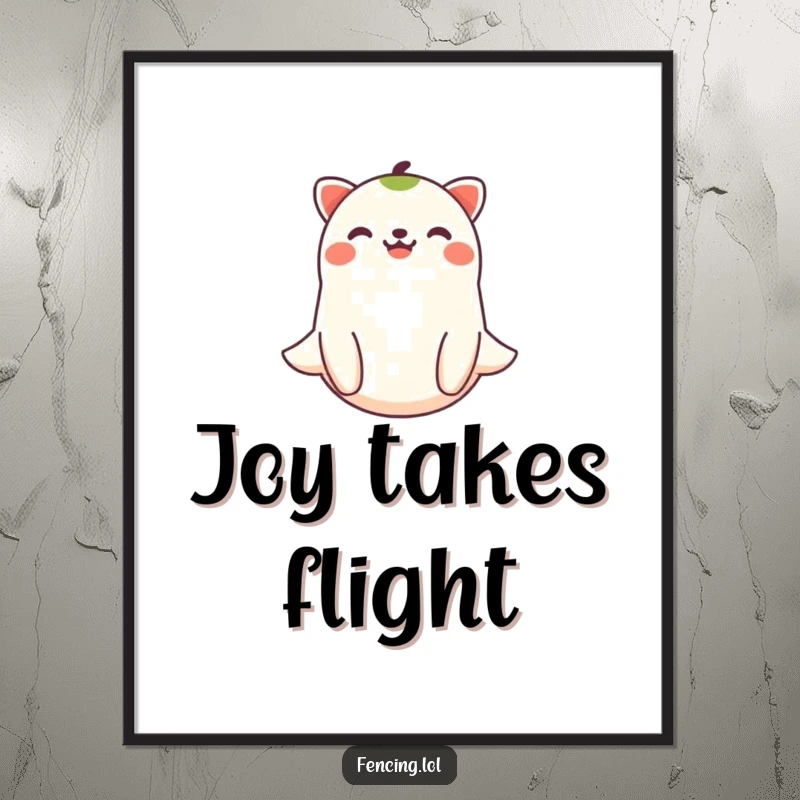Funny joyful animal floating peacefully on a poster, bringing calming vibes and artistic humor to any space.