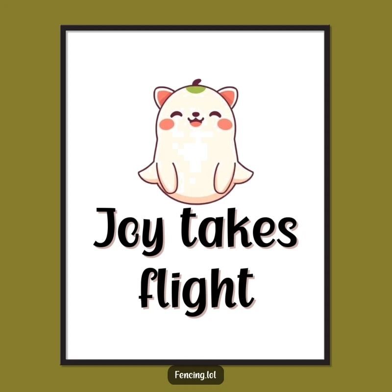 Funny Joyful Animal Floating Poster: Uplifting Wall Art for Peaceful Homes