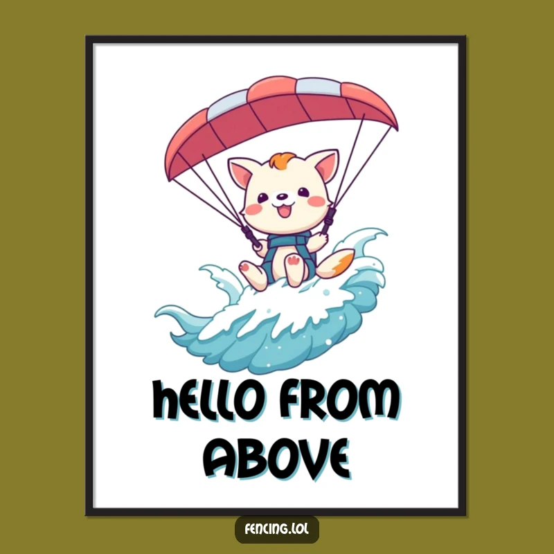 Funny Playful Animal Waving Poster: Joyful Wall Art for Adventurous Spaces