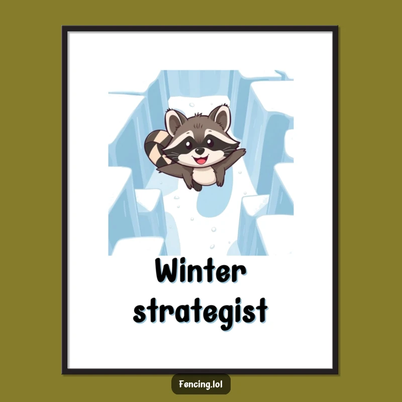 Funny Raccoon Ice Maze Poster: Hilarious Wall Art Gift