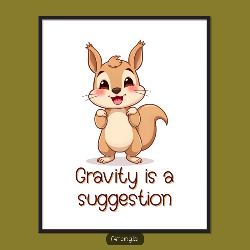 Funny Squirrel Handstand Poster: A Hilarious Piece of Wall Art for Your Laugh Space