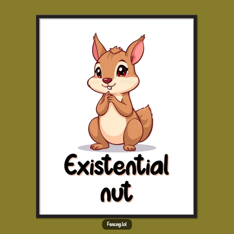 Funny Squirrel Poster: Dramatic Thinking Art Print Gift