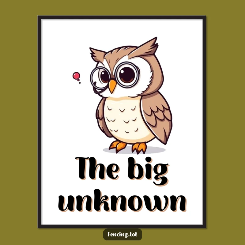 Funny Owl Poster: Pondering Wisdom Art, Unique Funny Gift for Intellectual Decor