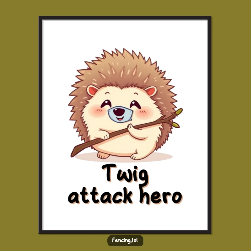Funny Hedgehog Mask Poster: Adorable Wall Art Of A Tiny Fighter