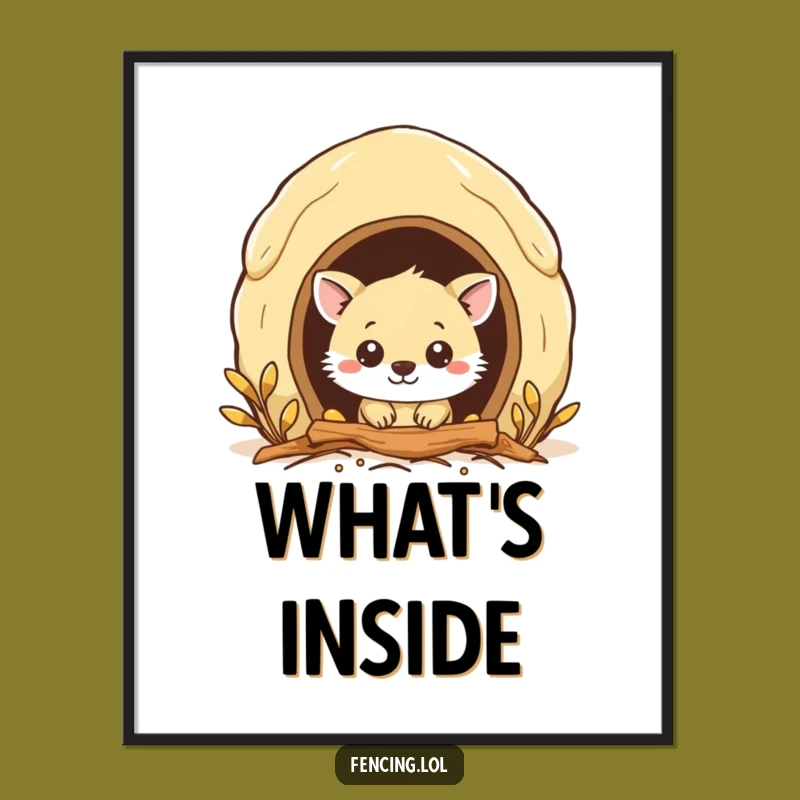 Funny Beehive Animal Poster: Curious Creature Peeking In, Whimsical Funny Wall Art