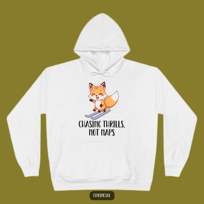 Funny Happy Fox Ice Skating Hoodie: Cozy Winter Warmth & Laughs