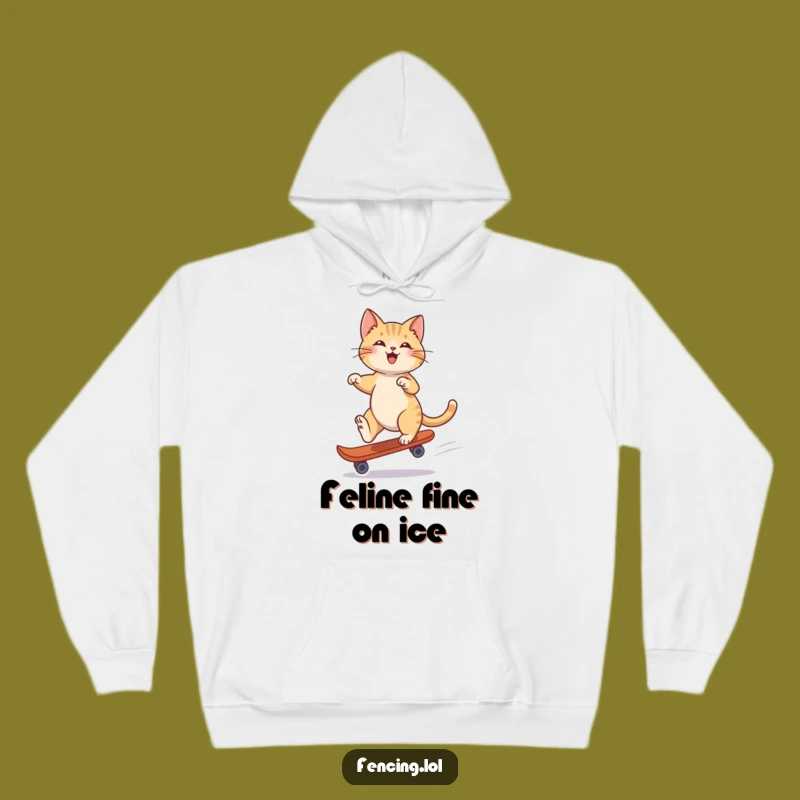 Funny Playful Cat Single Skate Hoodie: Cozy & Whimsical Winter Gear