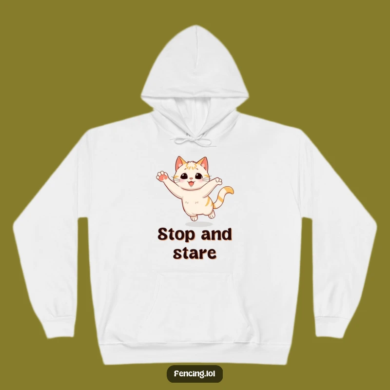 Funny Cat Stop Hoodie: Cozy and Hilarious Gift for Dramatic Comfort.