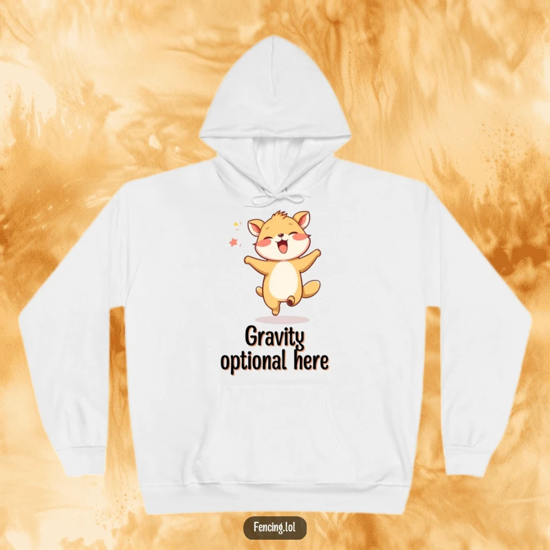 Funny Giggling Animal Dancing Hoodie: A happy animal giggles while performing a silly dance in the air, radiating fun.