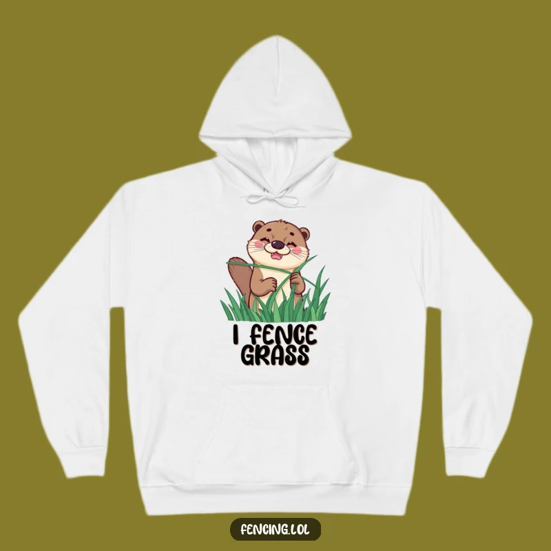 Funny Otter Fencing Hoodie: Stay Cozy With This Hilarious Grass Duel